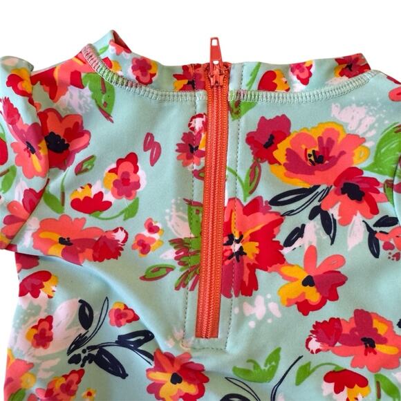 Ruffle Butts Painted Flowers Long Sleeve One-Piece Rashguard Swimsuit Size 0-3 M - Picture 6 of 8